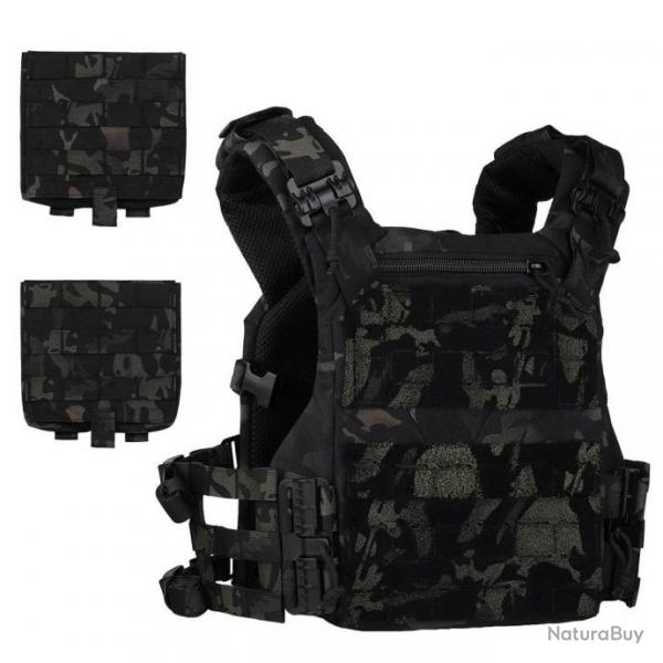 Gilet porte-plaque DulglaK19 dgagement rapide - Multicam noir