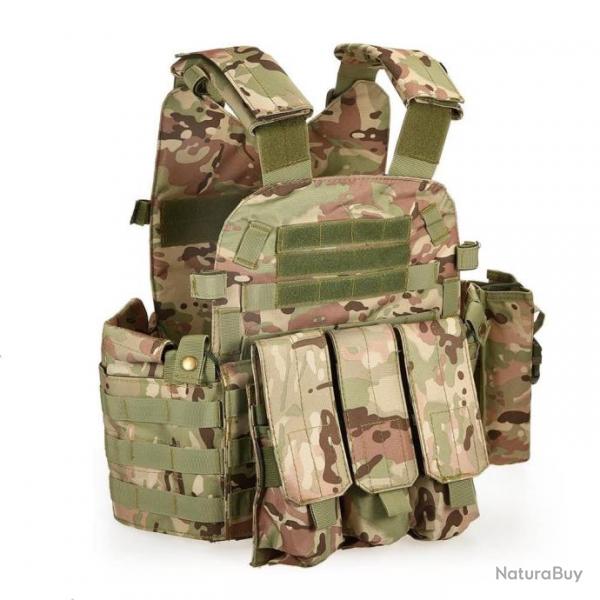 Gilet porte-plaque GOS poche hydratation - Multicam