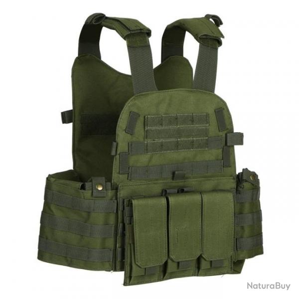 Gilet porte-plaque GOS poche hydratation - Army green