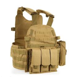 Gilet porte-plaque GOS poche hydratation - Tan