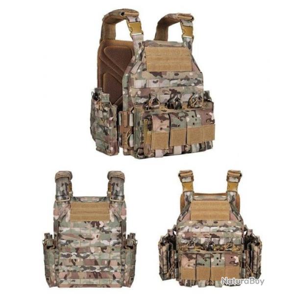 Gilet porte-plaque tactique Yakeda 1000D - Multicam / Unique