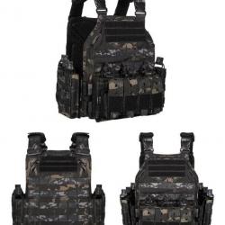 Gilet porte-plaque tactique Yakeda 1000D - Multicam noir / Unique