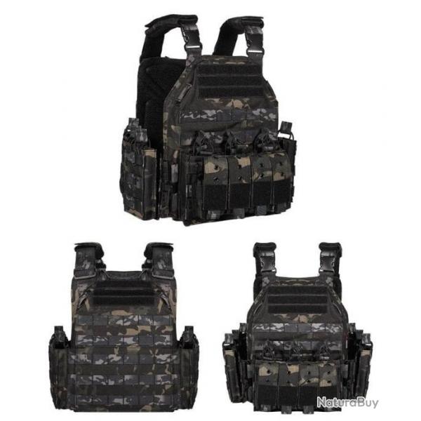 Gilet porte-plaque tactique Yakeda 1000D - Multicam noir / Unique