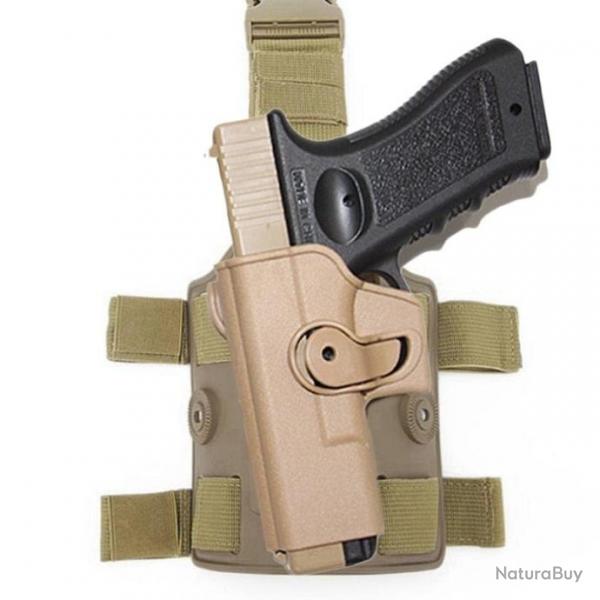 Holster cuisse droitier Glock M2S - Ensemble 1 (marron-vert)