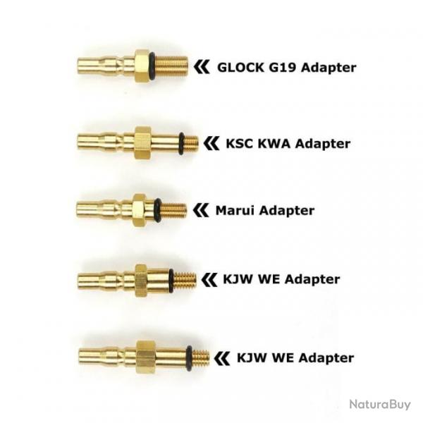 Kit adaptateur gaz vert tuyau enroulement - Only 5 adapter