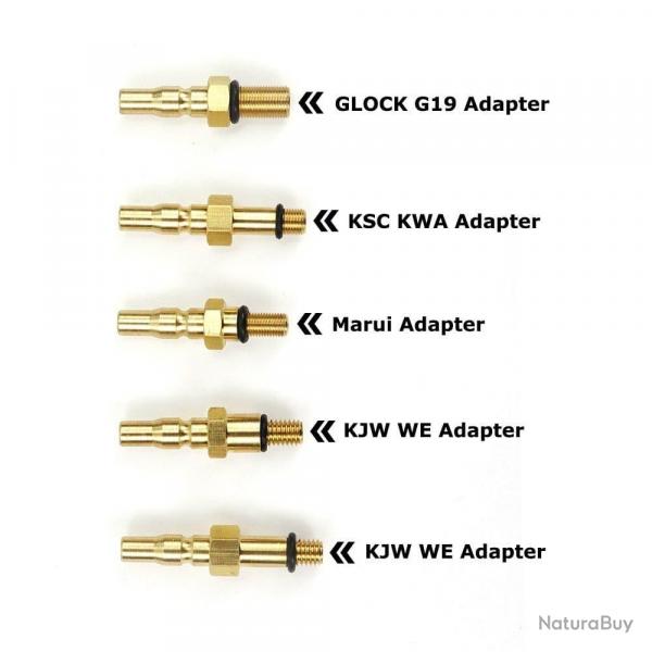 Kit adaptateur gaz vert tuyau enroulement - Only 5 adapter