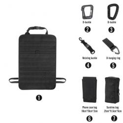 Kit organiseur Molle siège arrière voiture - Ensemble-B1-Black