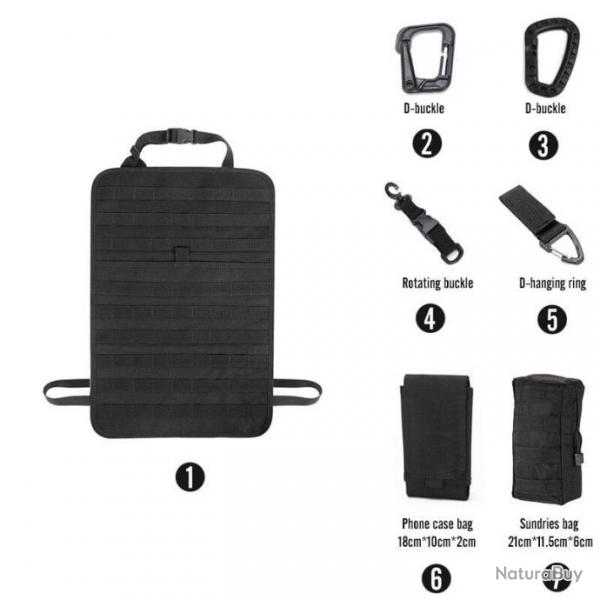 Kit organiseur Molle sige arrire voiture - Ensemble-B1-Black