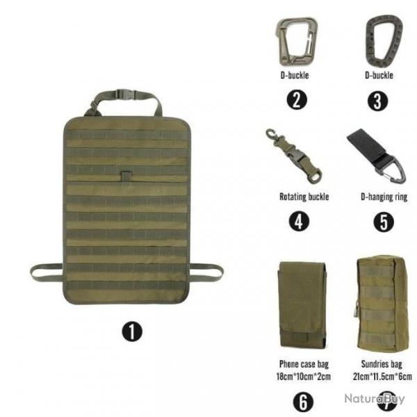 Kit organiseur Molle sige arrire voiture - Ensemble-B1-Green