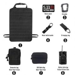 Kit organiseur Molle siège arrière voiture - Ensemble-B2-Black