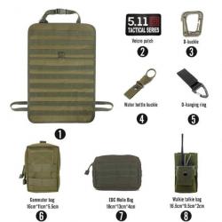 Kit organiseur Molle siège arrière voiture - Ensemble-B2-Green