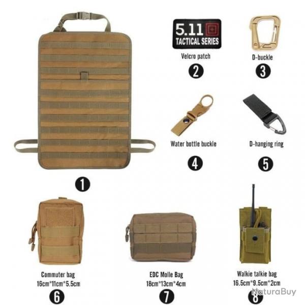 Kit organiseur Molle sige arrire voiture - Ensemble-B2-TAN