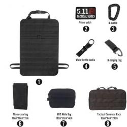 Kit organiseur Molle siège arrière voiture - Ensemble-B3-Black