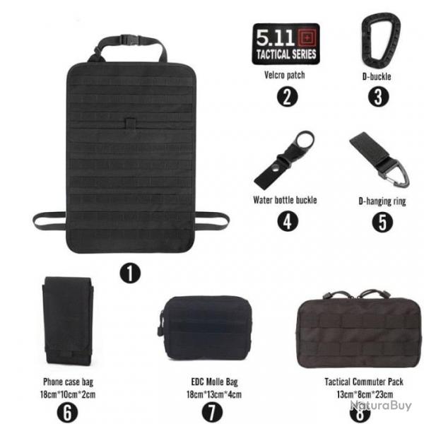 Kit organiseur Molle sige arrire voiture - Ensemble-B3-Black