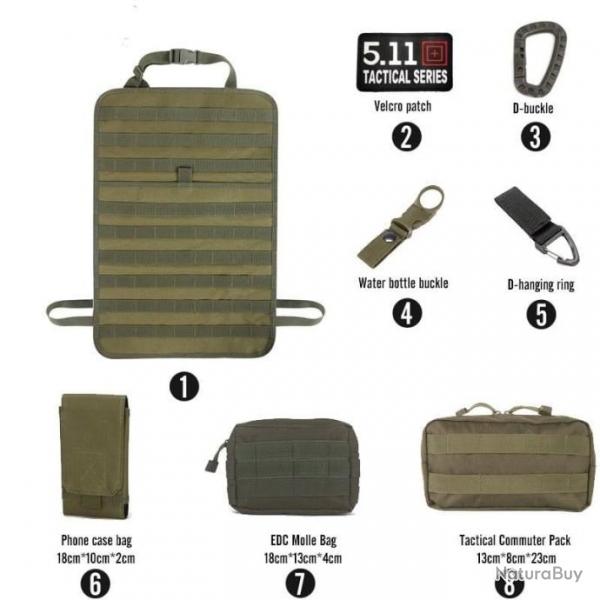 Kit organiseur Molle sige arrire voiture - Ensemble-B3-Green