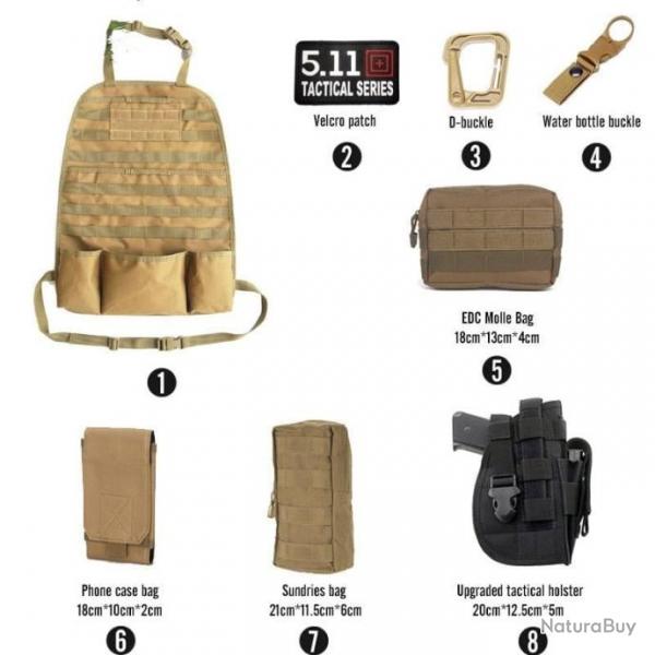 Kit organiseur Molle sige arrire voiture - Ensemble-C1-TAN