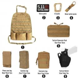 Kit organiseur Molle siège arrière voiture - Ensemble-C3-TAN