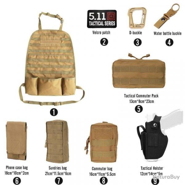 Kit organiseur Molle sige arrire voiture - Ensemble-C3-TAN
