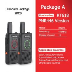 Mini walkie-talkie RT618 PTT PMR 446 2pcs - PMR RT618-Package A