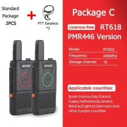 Mini walkie-talkie RT618 PTT PMR 446 2pcs - PMR RT618-Package C