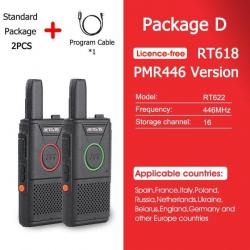 Mini walkie-talkie RT618 PTT PMR 446 2pcs - PMR RT618-Package D