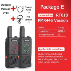 Mini walkie-talkie RT618 PTT PMR 446 2pcs - PMR RT618-Package E