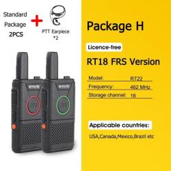 Mini walkie-talkie RT618 PTT PMR 446 2pcs - FRS RT18-Package H