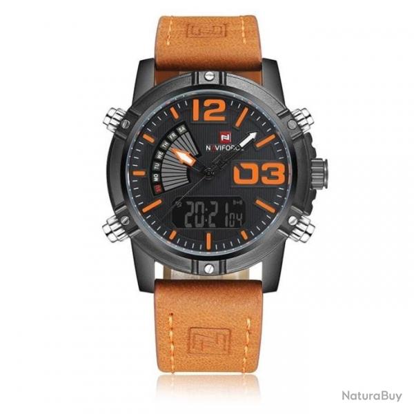 Montre analogique NAVIFORCE marron/orange