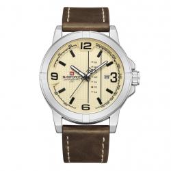 Montre bracelet cuir NAVIFORCE beige/argent