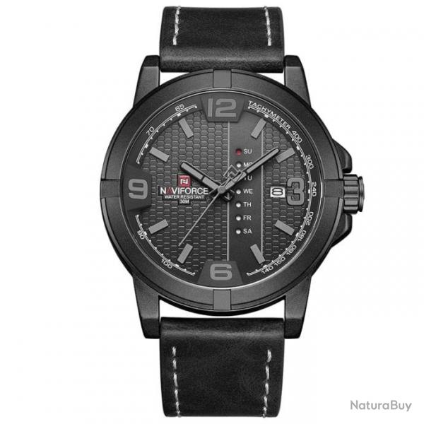 Montre Resistor tanche NAVIFORCE cuir noir