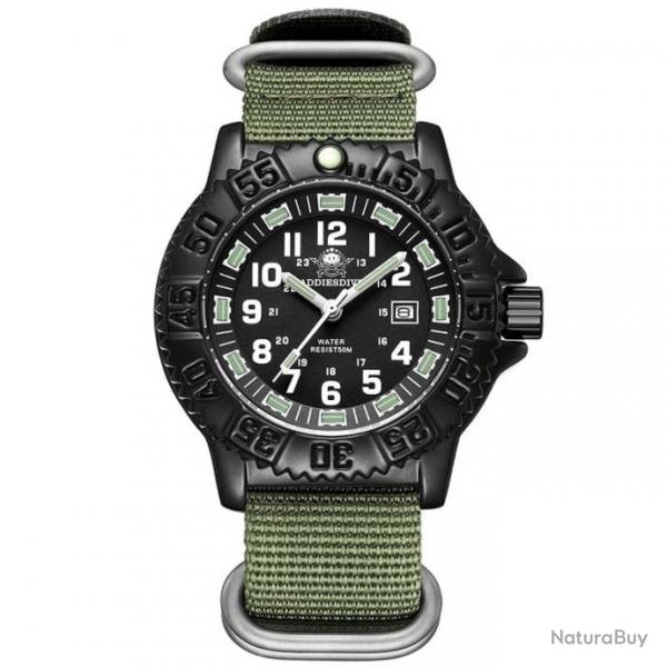 Montre tactique tube lumineux Nato ADI - Vert arme