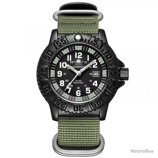 Montre tactique tube lumineux Nato ADI - Vert arme