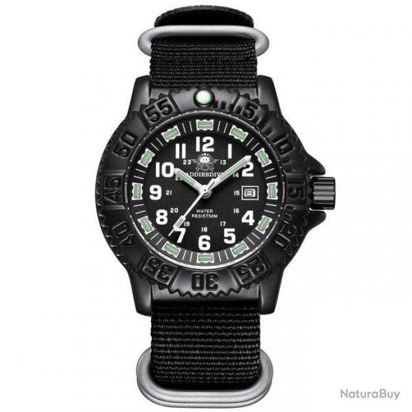 Montre tactique tube lumineux Nato ADI - Noir