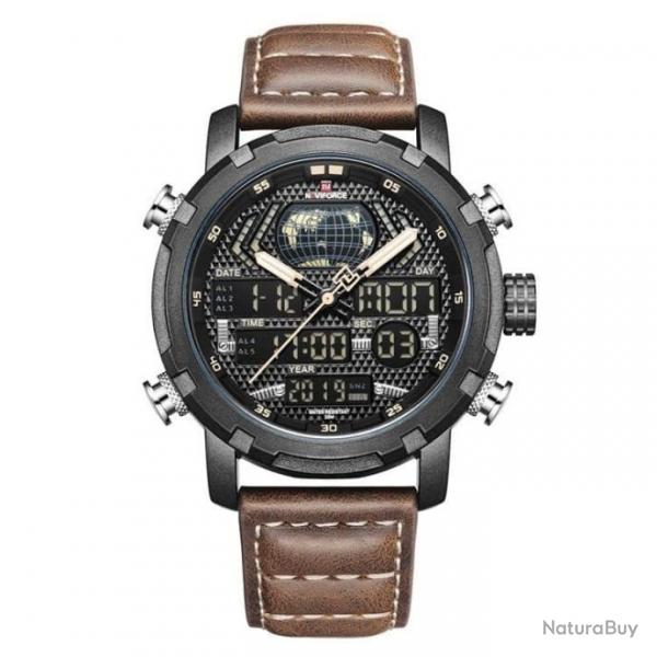 Montre WorldTac LED NAVIFORCE marron/noir