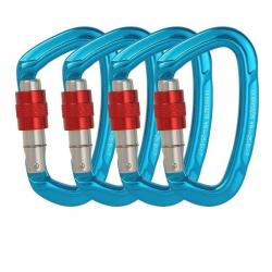 Mousqueton boucle sécurité 25kN forme D - Bleu x4