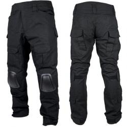 Pantalon militaire avec genouillères BDU YOS noir - S