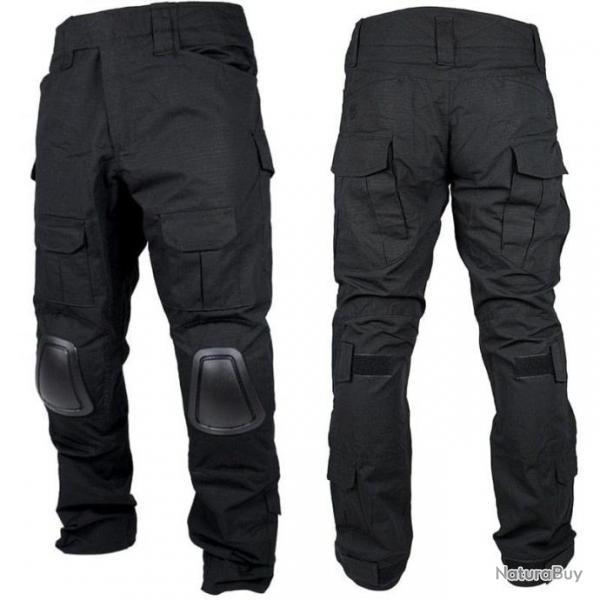 Pantalon militaire avec genouillres BDU YOS noir - S