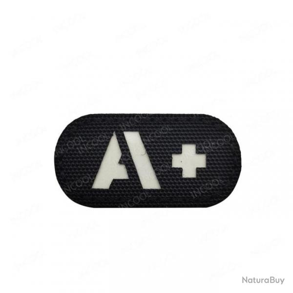 Patch A+ B+ AB O+ rflchissant - Noir - Blanc A+