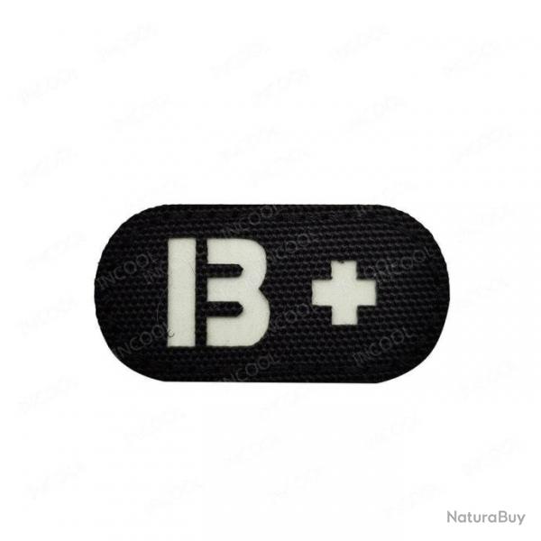 Patch A+ B+ AB O+ rflchissant - Noir - Blanc B+