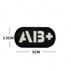 Patch A+ B+ AB O+ réfléchissant - Noir - Blanc AB+