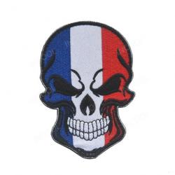 Patch crâne drapeau bleu blanc rouge