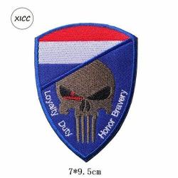 Patch crâne drapeau national 3D 7x9,5 cm - Pays-Bas