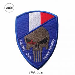 Patch crâne drapeau national 3D 7x9,5 cm - France