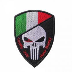 Patch crâne drapeau national 3D 7x9,5 cm - Italie