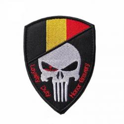 Patch crâne drapeau national 3D 7x9,5 cm - Belgique