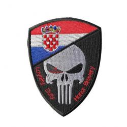 Patch crâne drapeau national 3D 7x9,5 cm - Croatie