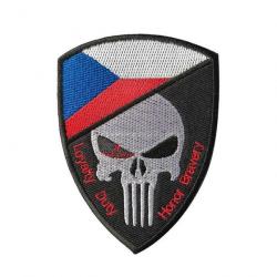 Patch crâne drapeau national 3D 7x9,5 cm - République tchèque