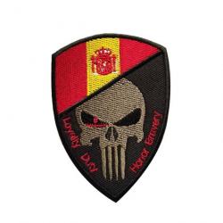 Patch crâne drapeau national 3D 7x9,5 cm - Espagne Or