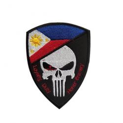 Patch crâne drapeau national 3D 7x9,5 cm - Philippines