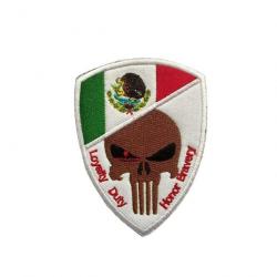 Patch crâne drapeau national 3D 7x9,5 cm - Mexique